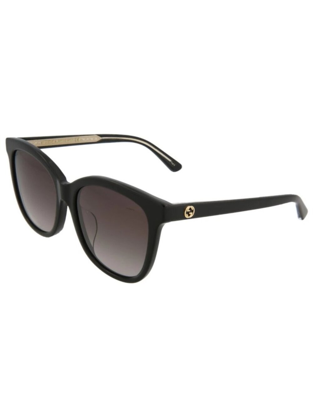 New Gucci Women's Sunglasses Round Oval Acetate Frame Shiny Black